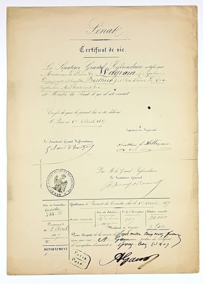 SÉNAT - Certificat de Vie pour BERTHIER Prince...