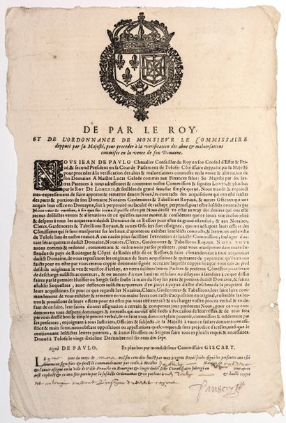 ROUERGUE. 1617. AVEYRON. «De par le ROY»...