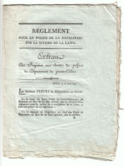 PAS-DE-CALAIS. NAVIGATION. « Règlement pour...