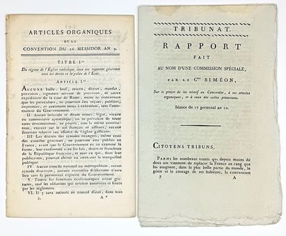 CONCORDAT. PROTESTANTISME. 2 imprimés : -“Rapport...