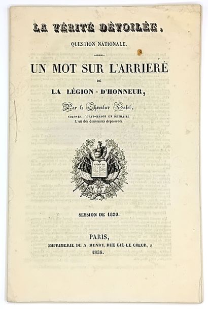 (LÉGION D’HONNEUR) - “LA VÉRITÉ DÉVOILÉE,...