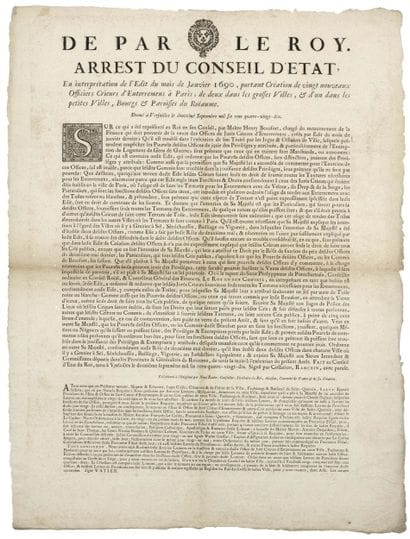 AISNE. PARIS. 1690. JURÉS-CRIEURS - “DE PAR...
