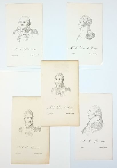 BOURBON. 5 Gravures de la Restauration, dessiné...