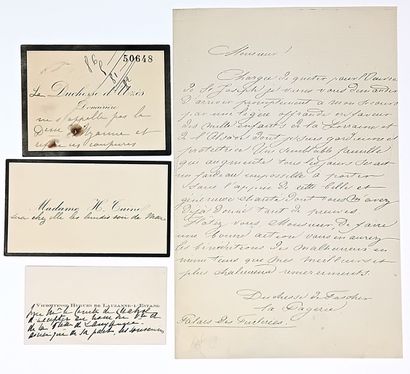 3 CARTES DE VISITE + 1 LETTRE IMPRIMÉE :...