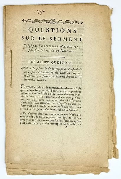QUESTIONS SUR LE SERMENT : “Est-il de la...