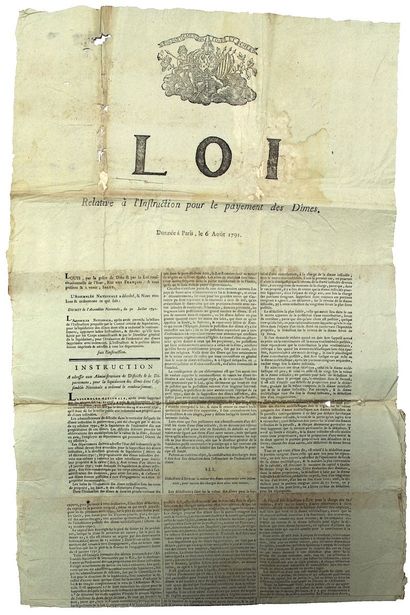 LOIR-ET-CHER. 1791. LA DÎME (L’Impôt des...