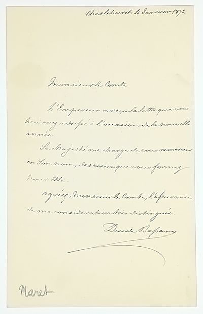 NAPOLÉON III, EN EXIL. Le Duc de BASSANO...