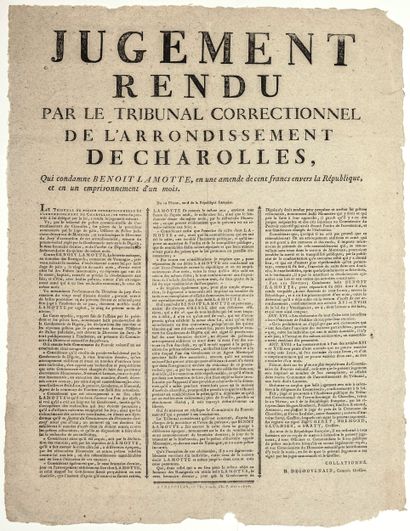 SAÔNE-ET-LOIRE. 1797. ATTROUPEMENT SÉDITIEUX...