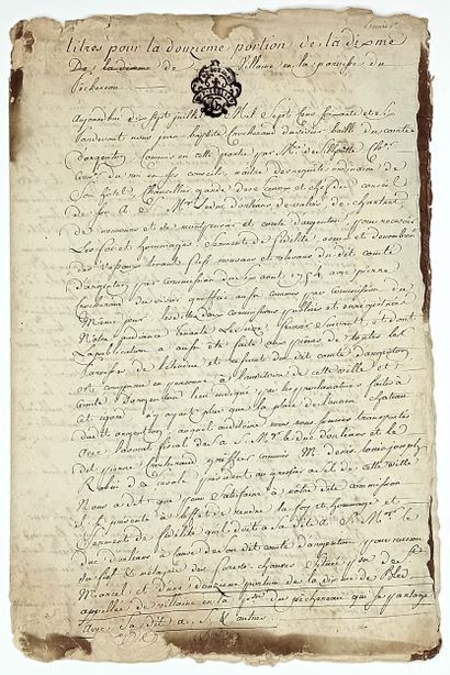 INDRE - DOUZIÈME PORTION DE LA DÎME - Document...
