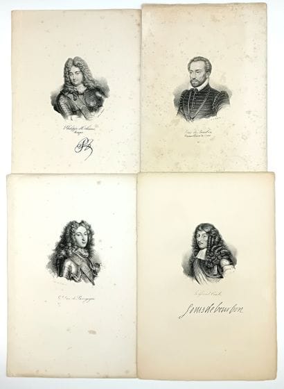 Période LOUIS XIV. 4 Lithographies de Delpech,...
