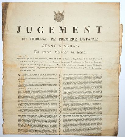 ARRAS (Pas-de-Calais). 1805. CHARLATANISME....