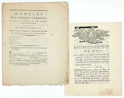 ABOLITION DE LA NOBLESSE. 2 Imprimés : REPRISE...