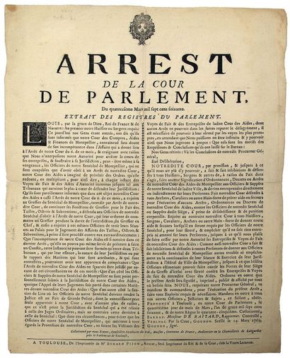 TOULOUSE (HAUTE-GARONNE). 1760. Arrest de...