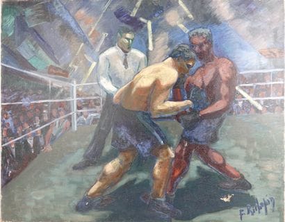 Boxe
François RICHEPIN (XXe siècle)
Le match
Huile...