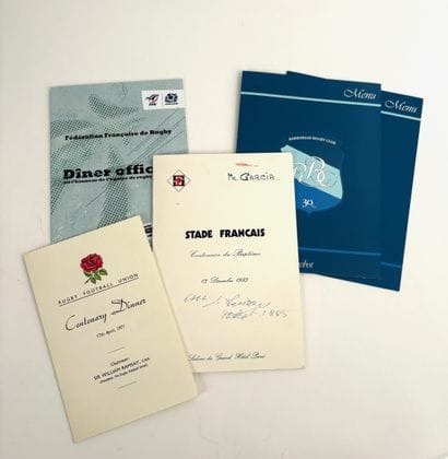 Rugby / Menus
Lot de 5 menus historiques...