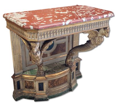 Pair of carved and polychromatic painted...