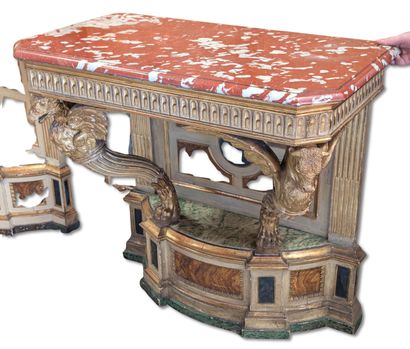 Pair of carved and polychromatic painted...