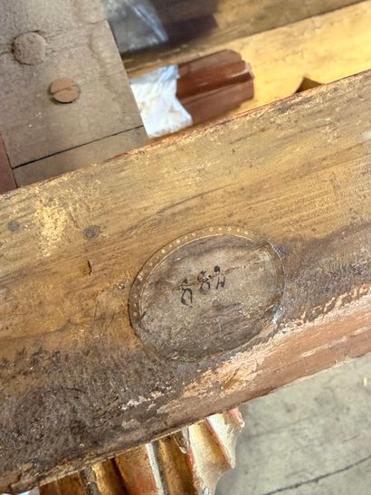 Carved and gilded wooden console table with...