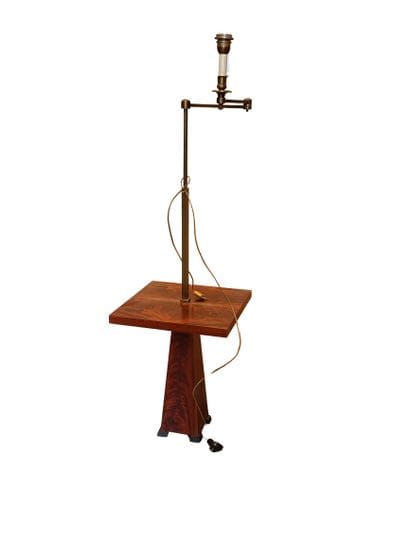 Art Deco-style reading lamp made of wood...