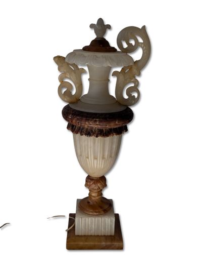 Alabaster and marble vase converted into...