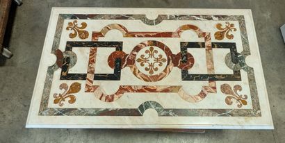 Marble coffee table with a marble inlay top...
