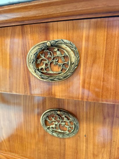 Pair of tall veneered wood chests with four...