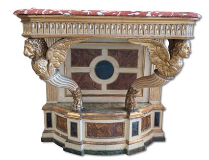 Pair of carved and polychromatic painted...