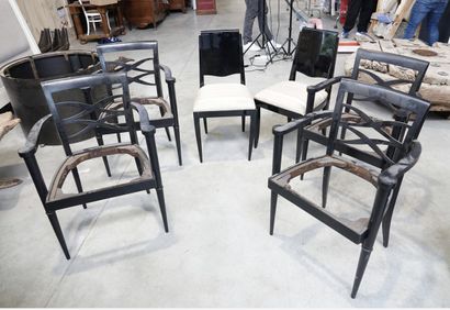 Set of 2 chairs and 4 armchairs in the style...