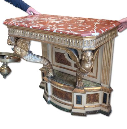 Pair of carved and polychromatic painted...