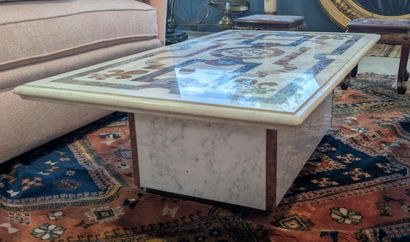 Marble coffee table with a marble inlay top...