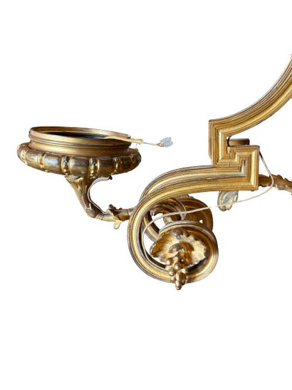 Large two-light pendant lamp in gold-plated...