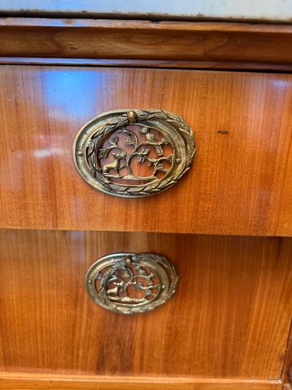 Pair of tall veneered wood chests with four...