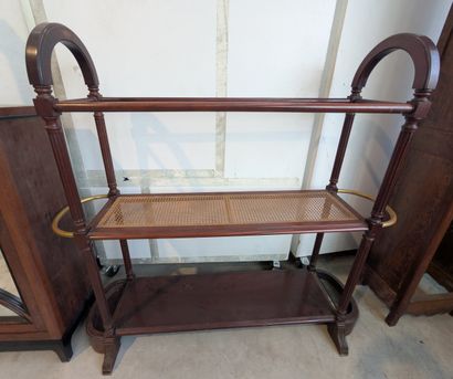 Mahogany, cane, and brass coat rack
136 x...