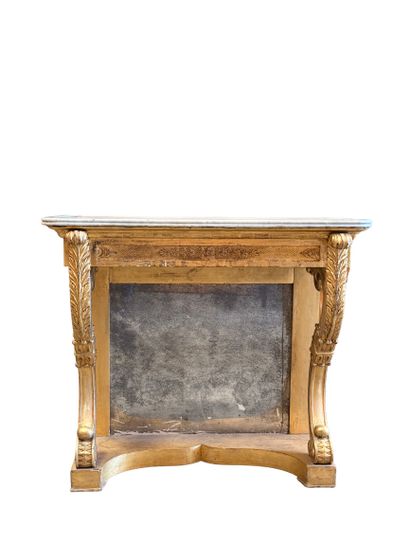 Carved and gilded wooden console table with...