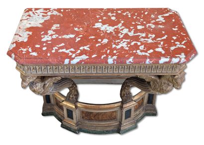 Pair of carved and polychromatic painted...