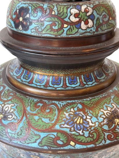 Large incense burner with a lid in bronze...