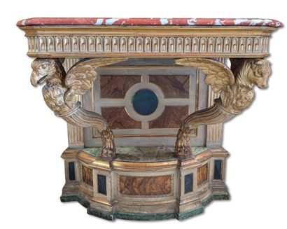 Pair of carved and polychromatic painted...