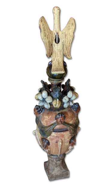 Decorative spire 
Polychrome glazed terracotta...