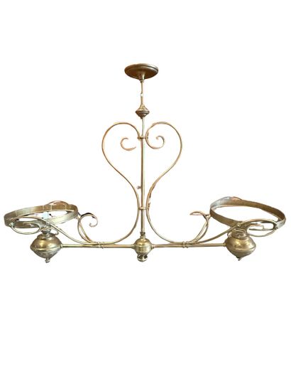 Large two-light pendant lamp in gold-plated...