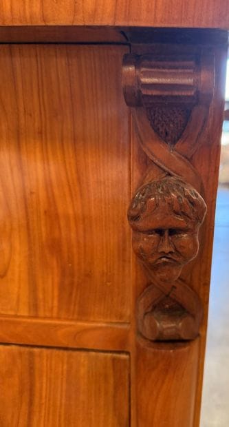 Pair of tall veneered wood chests with four...