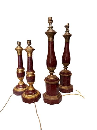 Two pairs of lamp bases made of sheet metal...