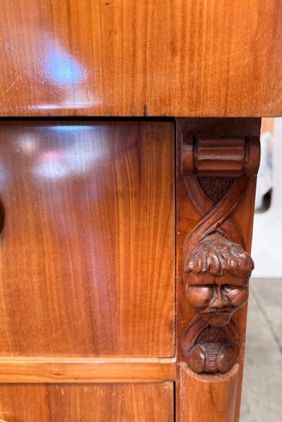 Pair of tall veneered wood chests with four...