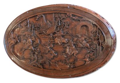 CHINA
Carved wooden coffee table with a glass...