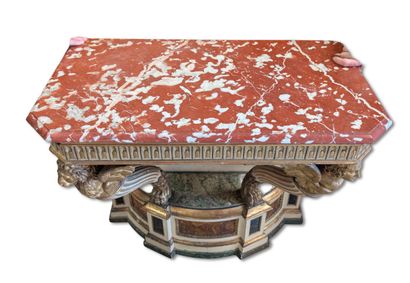 Pair of carved and polychromatic painted...