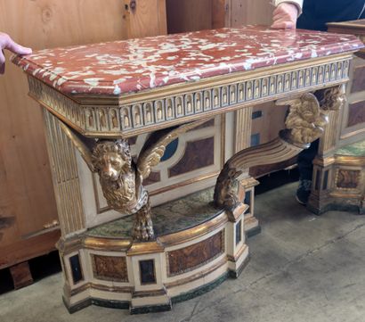 Pair of carved and polychromatic painted...