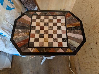 Side table featuring a hardstone marquetry...