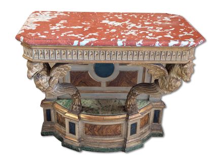 Pair of carved and polychromatic painted...