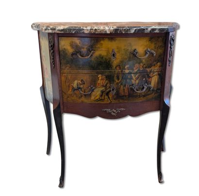Small curved chest of drawers in lacquered...