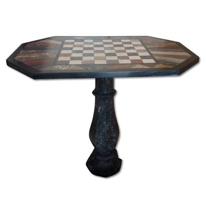 Side table featuring a hardstone marquetry...