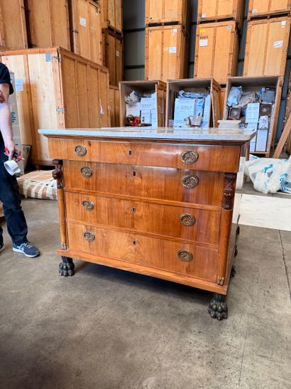Pair of tall veneered wood chests with four...